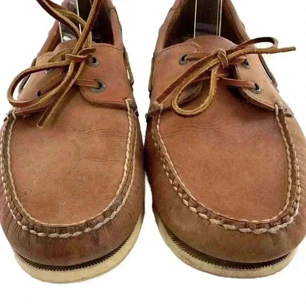LL Bean mens size 11 Napa leather boat shoes coastal